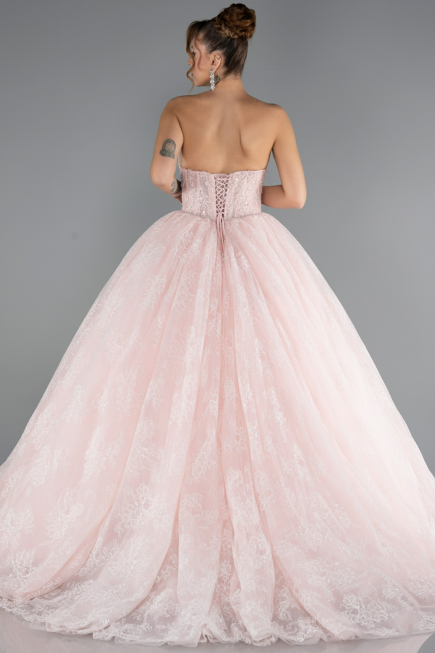 Long Powder Color Dantelle Special Design Engagement Dress ABU5375