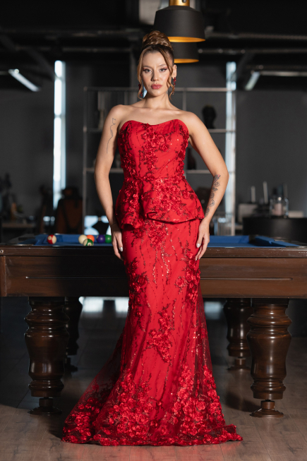 Long Red Evening Dress ABU5249