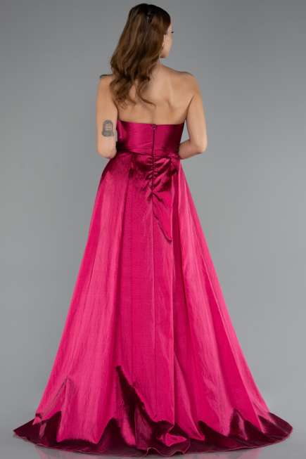 Plum Stoned Strapless Long Taffeta Evening Gown ABU4579