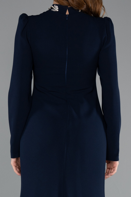 Long Navy Blue Hijab Dress ABU5393