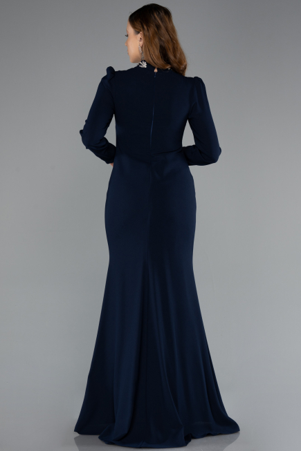 Long Navy Blue Hijab Dress ABU5393