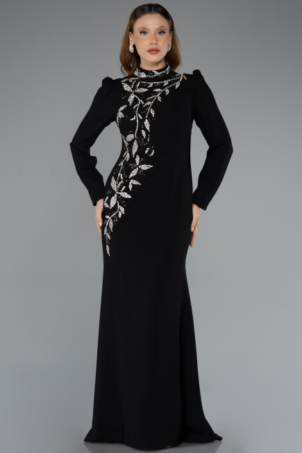 Long Black Hijab Dress ABU5393