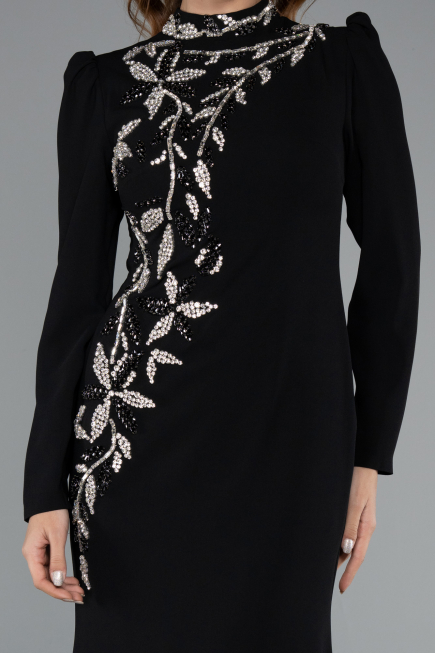 Long Black Hijab Dress ABU5393