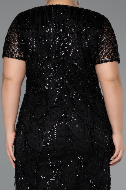 Short Black Plus Size Cocktail Dress ABK2380