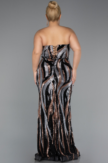 Long Black Plus Size Evening Dress ABU5025