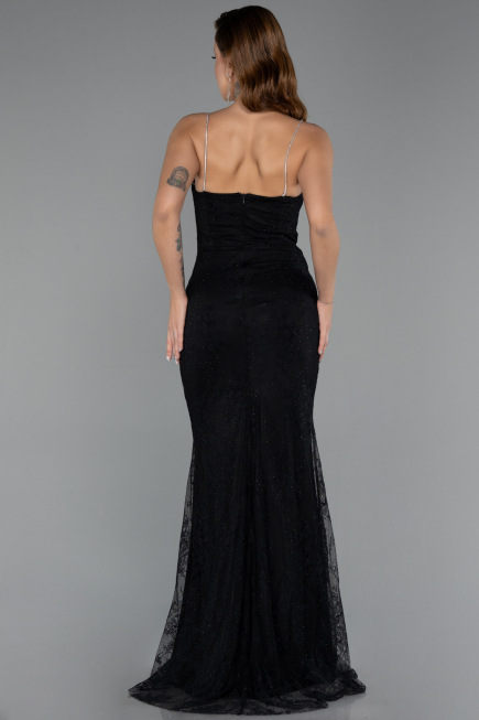Long Black Dantelle Evening Dress ABU5407