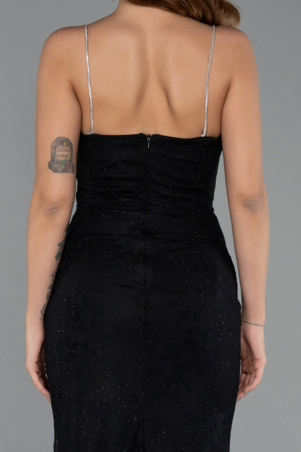 Long Black Dantelle Evening Dress ABU5407