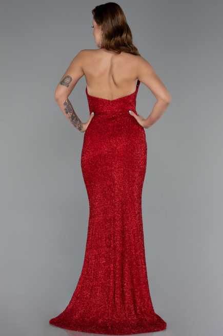 Long Red Beaded Evening Dress ABU5403