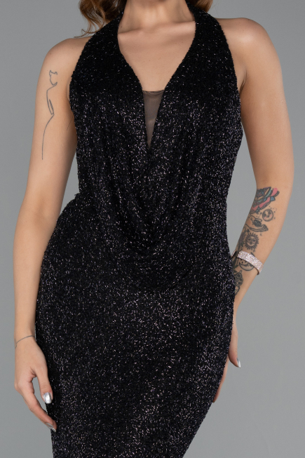 Long Black Beaded Evening Dress ABU5403