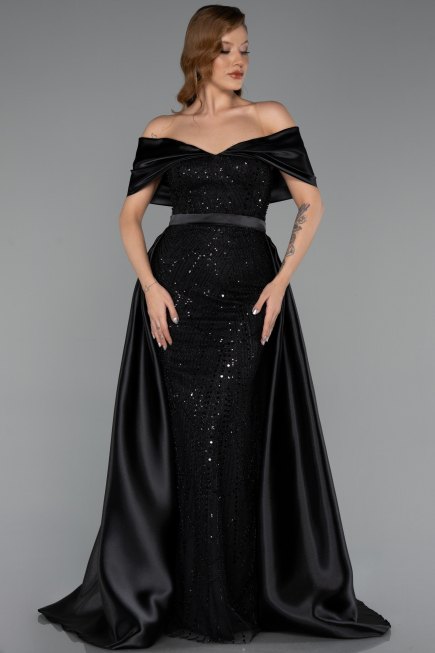 Long Black Beaded Evening Dress ABU5400