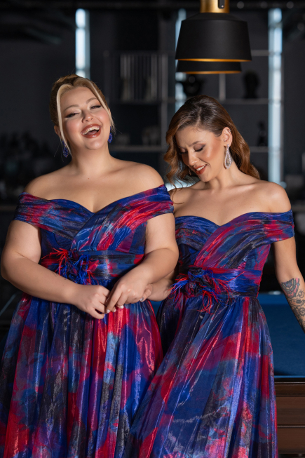 Long Navy Blue Plus Size Evening Gown ABU5263