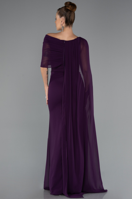 Long Purple Chiffon Evening Dress ABU5418