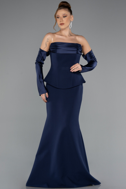 Long Navy Blue Mermaid Evening Gown ABU5421