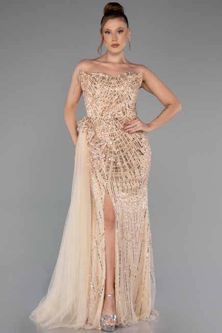 Long Gold Evening Dress ABU5425