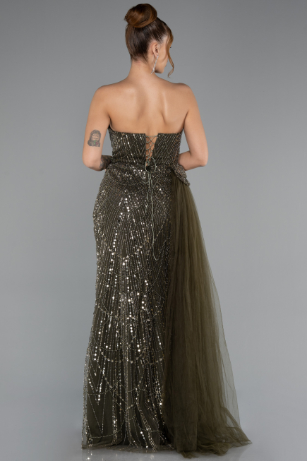 Long Olive Drab Evening Dress ABU5425