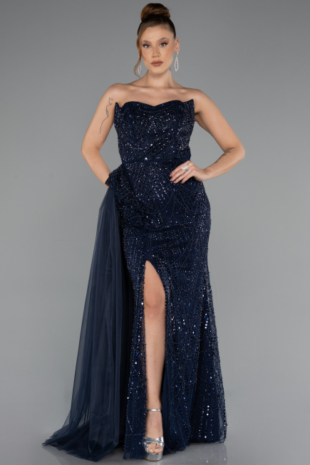 Long Navy Blue Evening Dress ABU5425