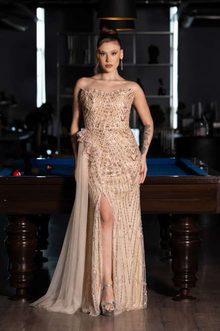 Long Gold Evening Dress ABU5425