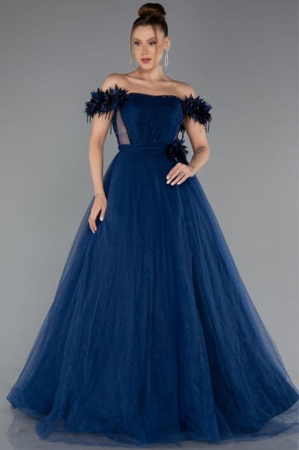 Long Navy Blue Evening Dress ABU5432