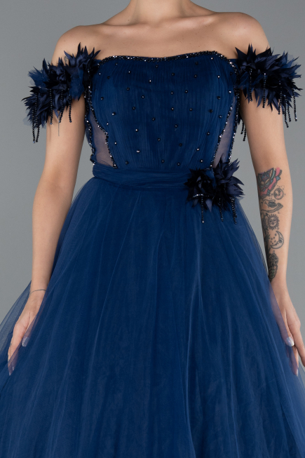 Long Navy Blue Evening Dress ABU5432
