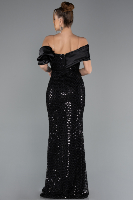 Long Black Beaded Evening Dress ABU5434