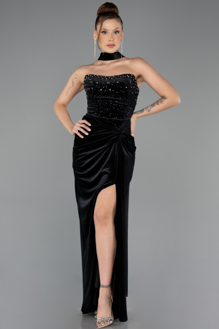 Long Black Velvet Evening Dress ABU4405