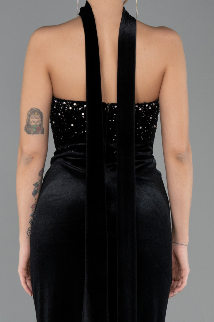 Long Black Velvet Evening Dress ABU4405