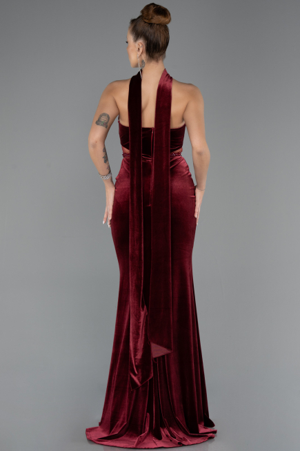 Long Burgundy Velvet Evening Dress ABU5437