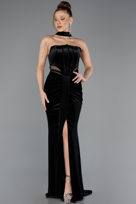 Long Black Velvet Evening Dress ABU5437