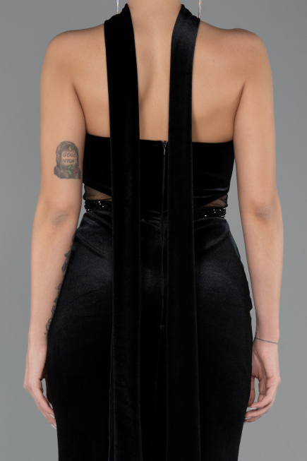 Long Black Velvet Evening Dress ABU5437