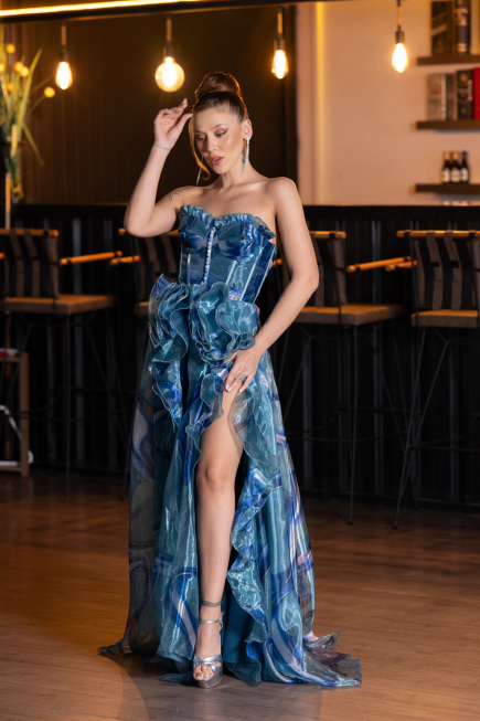 Long Oil Green Prom Gown ABU5441
