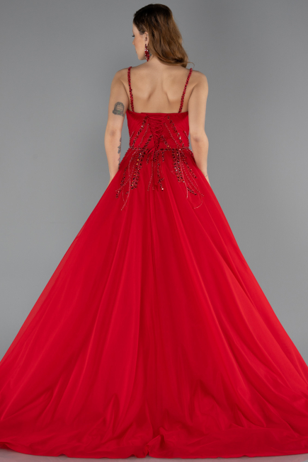 Long Red Chiffon Designer Evening Dress ABU5465