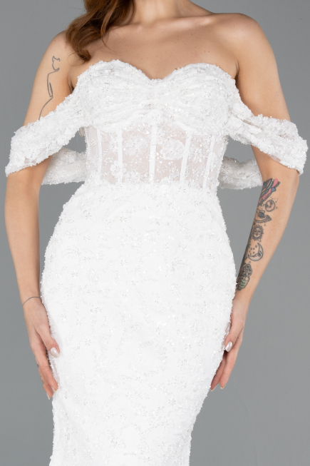 Long White Dantelle Wedding Dress ABG169