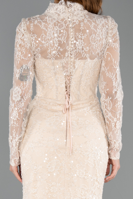 Long Gold Dantelle Haute Couture Dress ABU5462