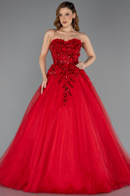 Long Red Special Design Engagement Dress ABU5460