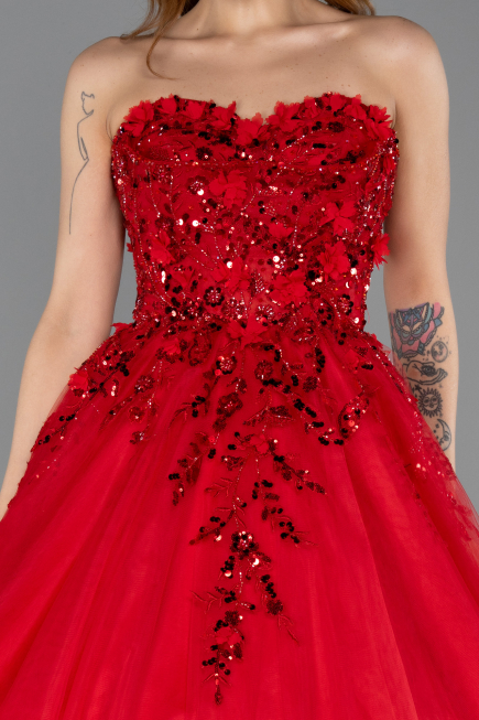 Long Red Special Design Engagement Dress ABU5460