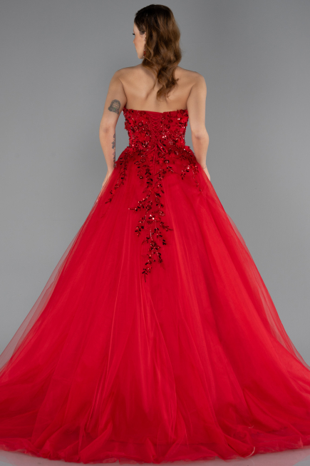 Long Red Special Design Engagement Dress ABU5460