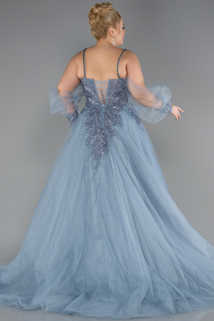 Long Grey Plus Size Engagement Dress ABU3822