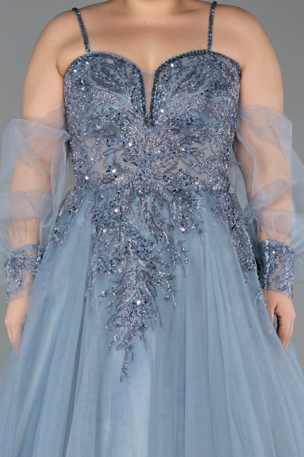 Long Grey Plus Size Engagement Dress ABU3822
