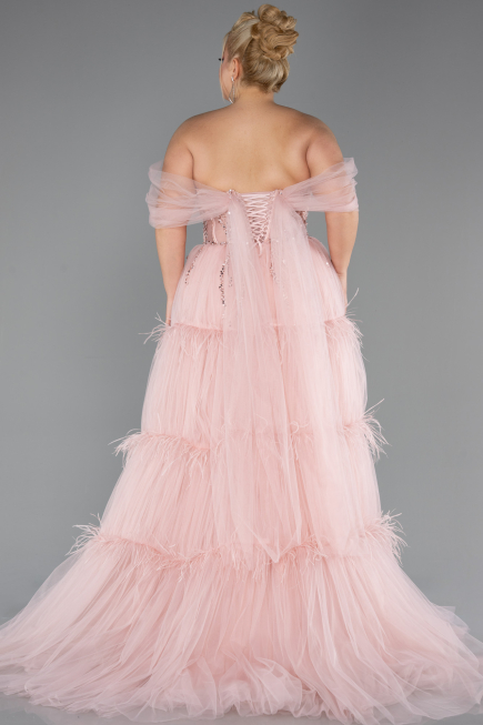 Long Powder Color Plus Size Haute Couture Dress ABU3621