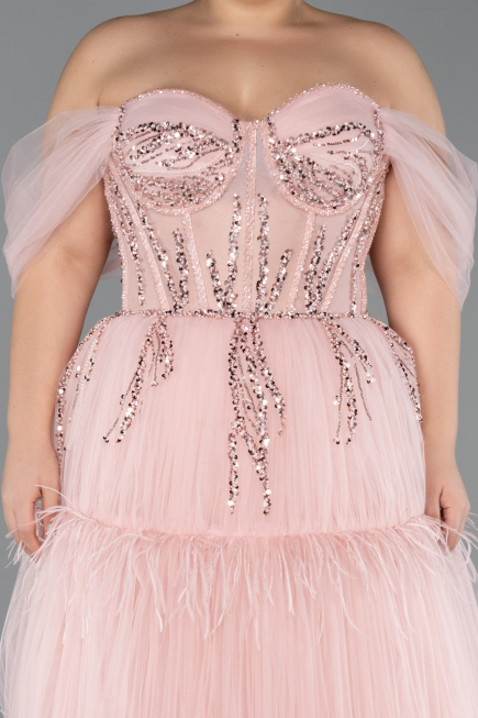 Long Powder Color Plus Size Haute Couture Dress ABU3621