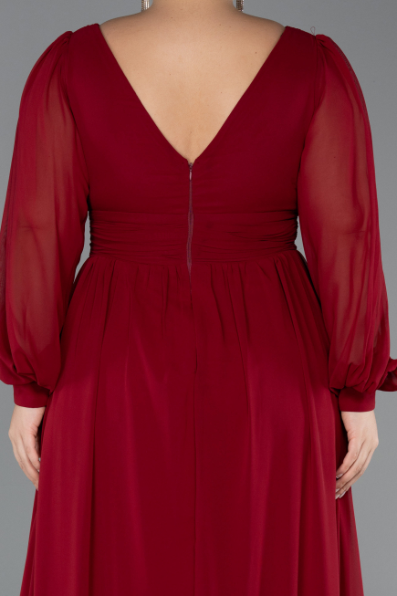 Burgundy Long Chiffon Oversized Evening Dress ABU1988