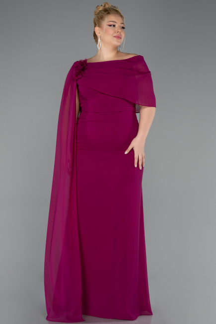 Long Plum Chiffon Plus Size Evening Dress ABU5419