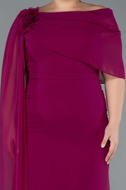 Long Plum Chiffon Plus Size Evening Dress ABU5419