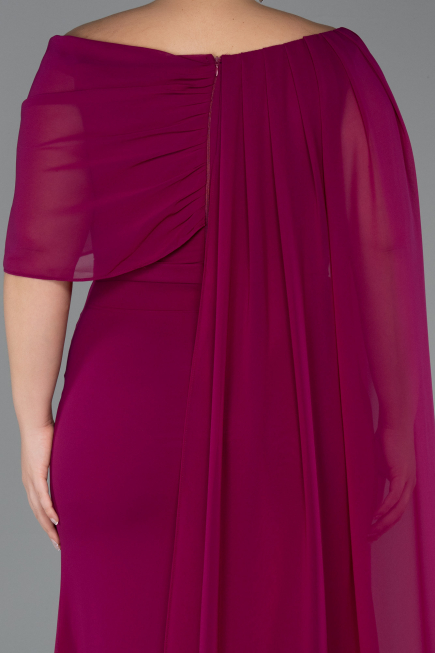 Long Plum Chiffon Plus Size Evening Dress ABU5419