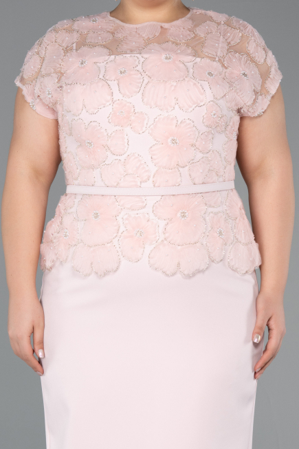 Midi Powder Color Dantelle Plus Size White Prom Dress ABK2448