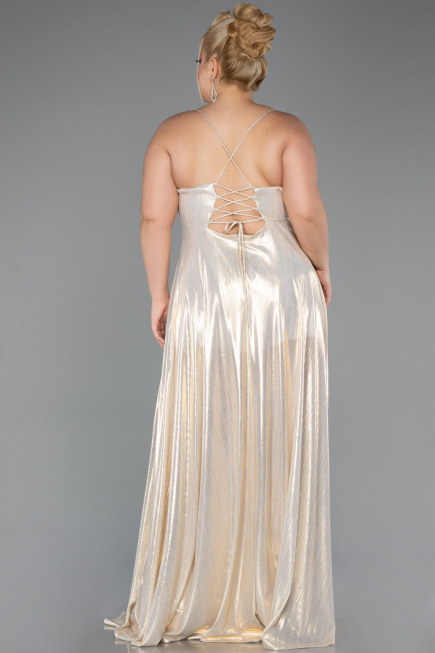 Long Gold Plus Size Prom Dress ABU5357