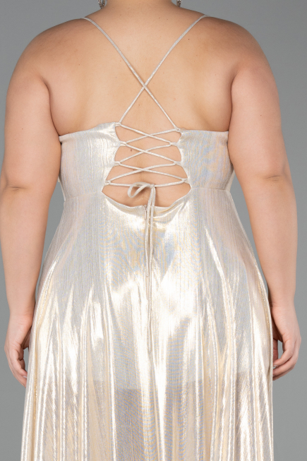 Long Gold Plus Size Prom Dress ABU5357