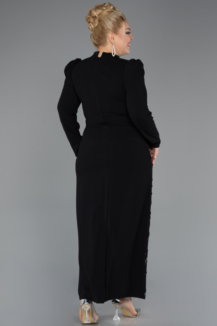 Long Black Plus Size Hijab Dress ABU5411