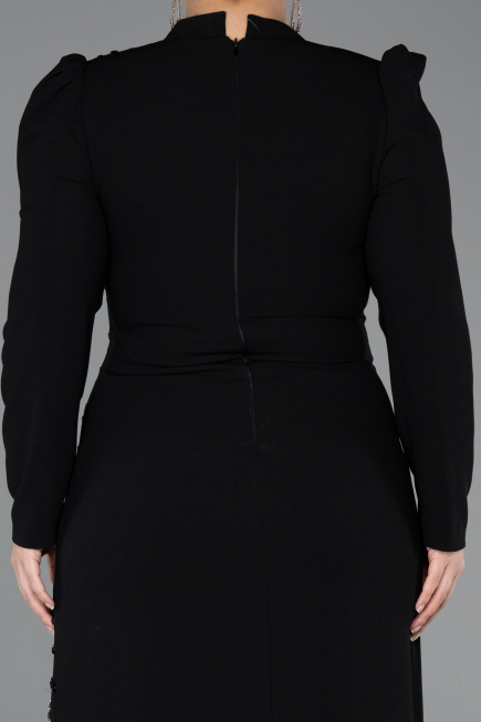 Long Black Plus Size Hijab Dress ABU5411