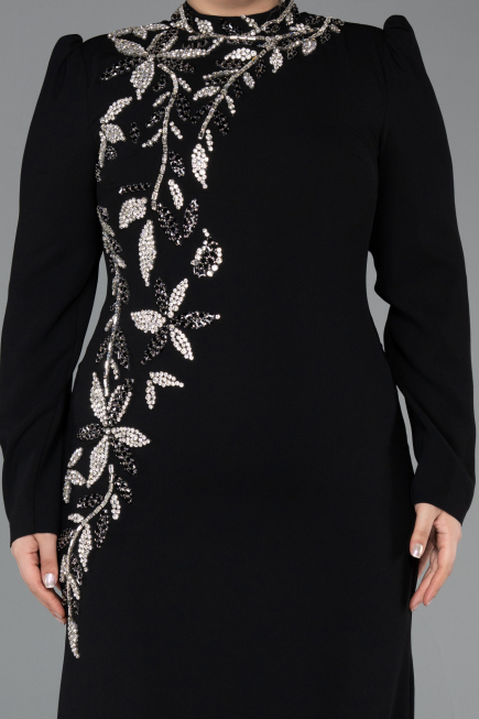 Long Black Plus Size Hijab Dress ABU5395